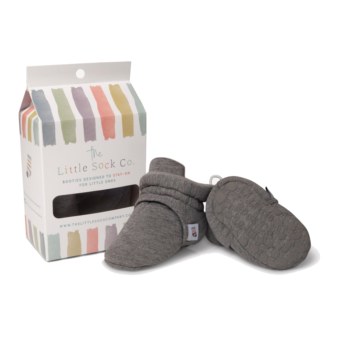 Cotton Stay-on Baby and Toddler Booties | Slate