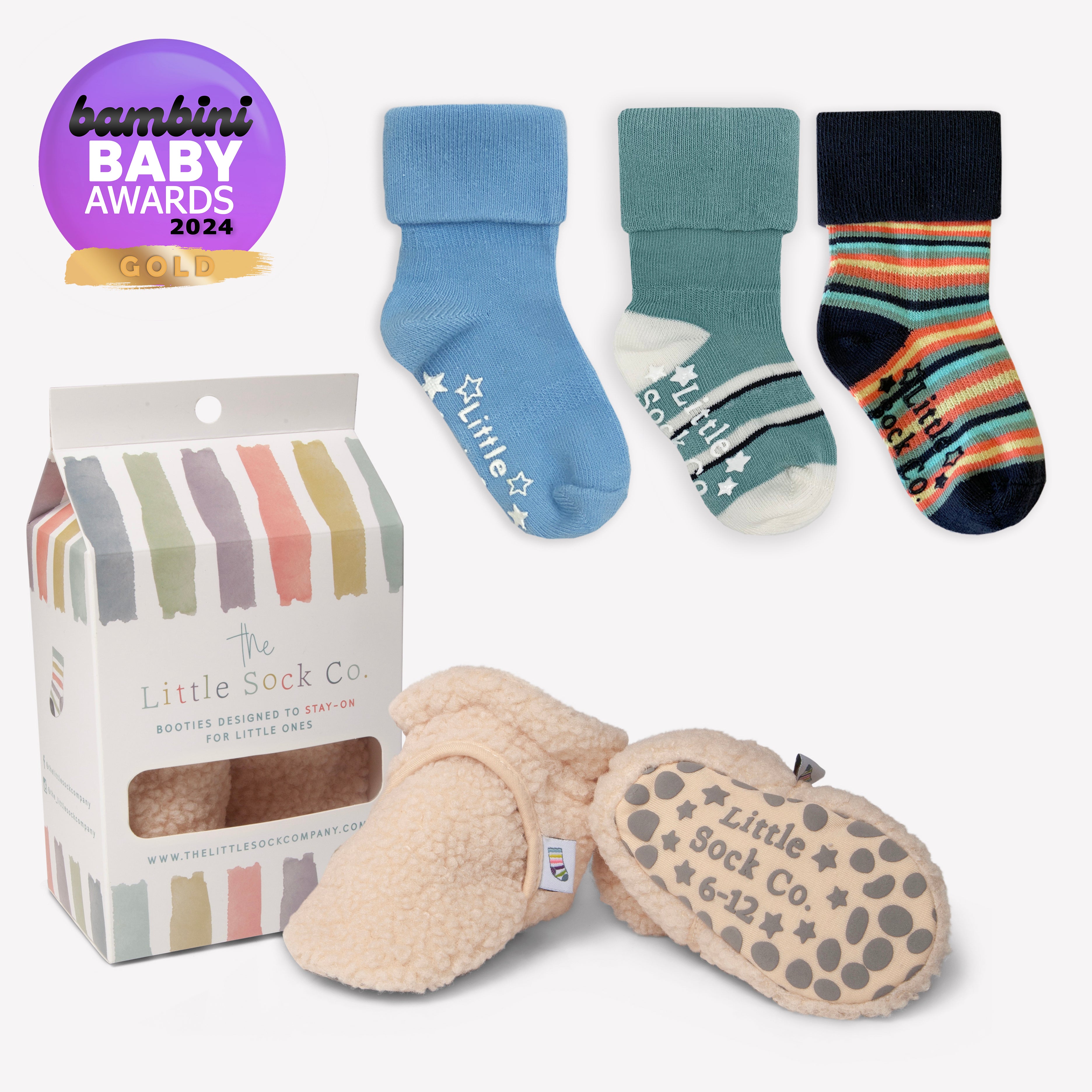 Borg Stay on Non Slip Booties Perfect pram Slipper or Baby Carrier boot Sherpa The Little Sock Company