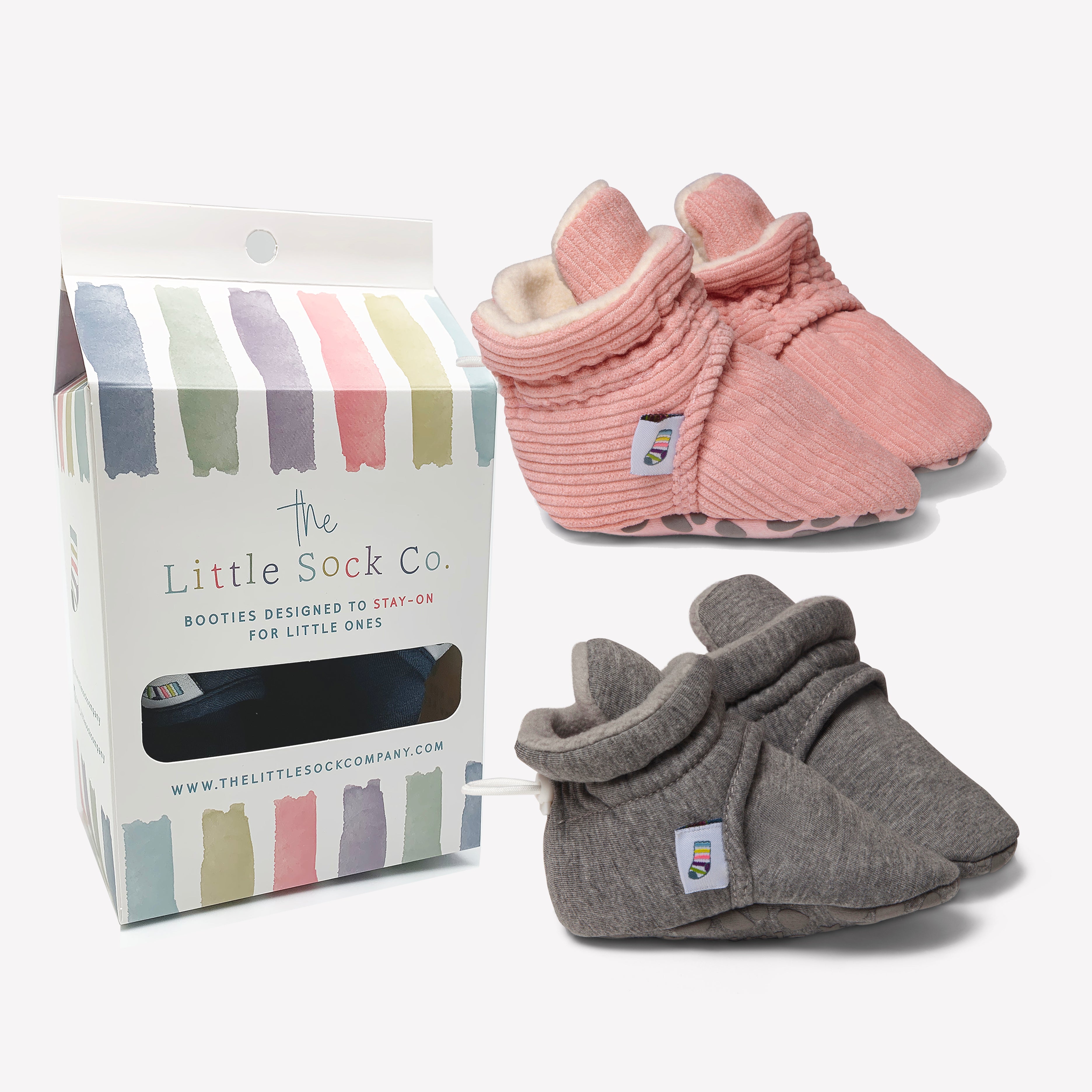 2 Pack of Stay on Non Slip Booties Mix n Match Colours The Little Sock Company