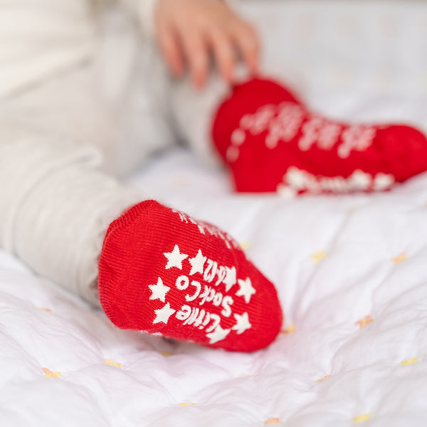 Snowflake Non-Slip Stay-on Socks in a Fun Bag - Perfect for Christmas