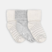 Cosy Stay-on Non-Slip Socks - Grey + Sparkle 3 Pack
