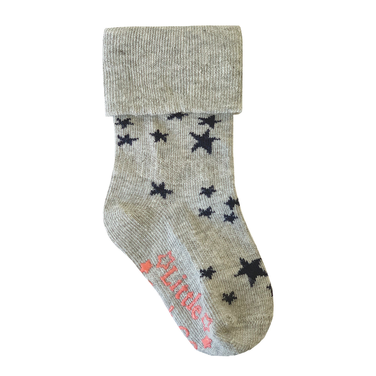 Non-Slip Stay On Baby and Toddler Socks - in Grey Star