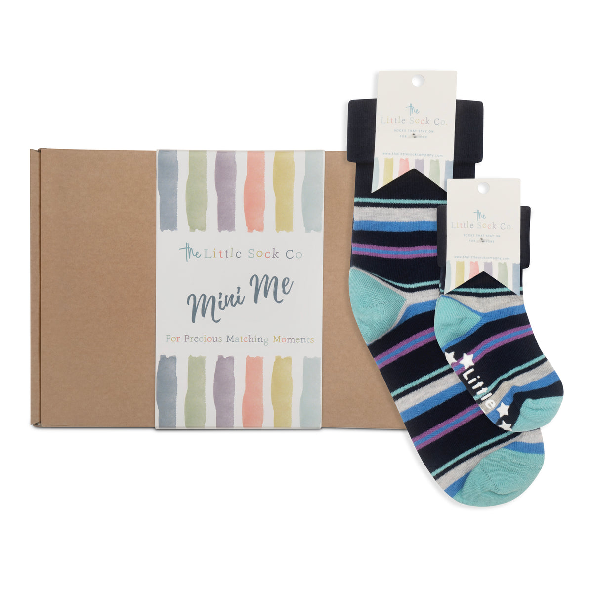 Mini Me Matching Sock Gift Set in Sydney Stripe - The Perfect Gift for Birthday's, Mother's Day or Father's Day