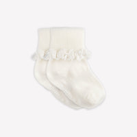 Frilly Non-Slip Stay-On Baby and Toddler Socks - Pearl White