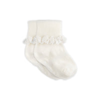 Frilly Non-Slip Stay-On Baby and Toddler Socks - Pearl White