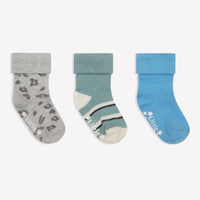 Non-Slip Stay on Baby and Toddler Socks - 3 Pack in Billy, Animal  & Ocean Blue