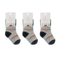 OUTLET - SMALLER FIT - Non-Slip + Stay On Baby and Toddler Socks - 3 Pack in Bobby