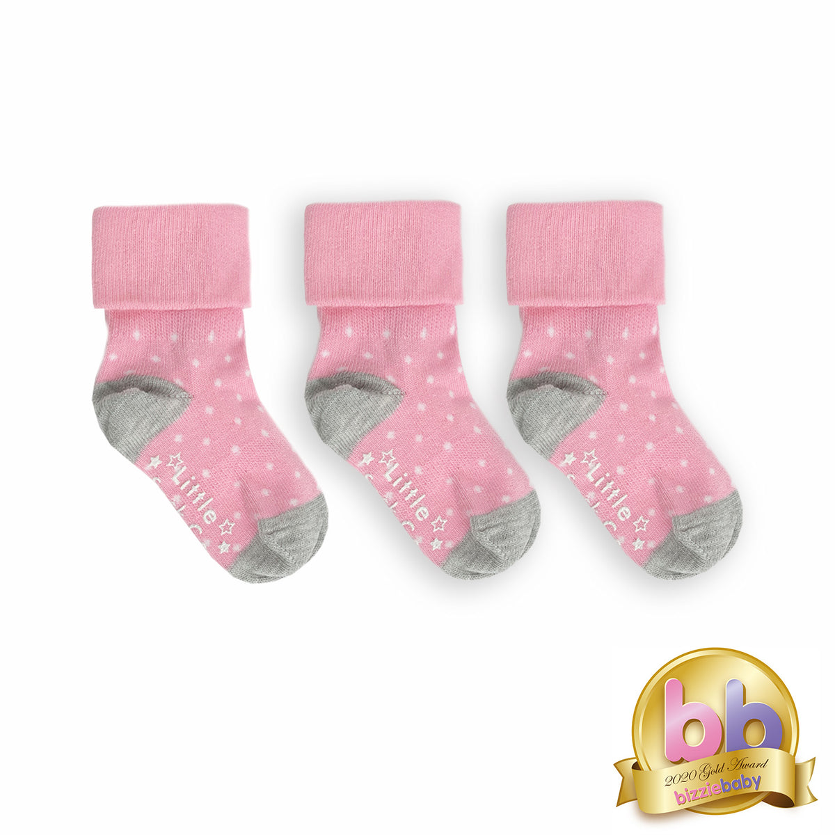 Non-Slip Stay On Baby and Toddler Socks - 3 Pack in Candy Pin dot