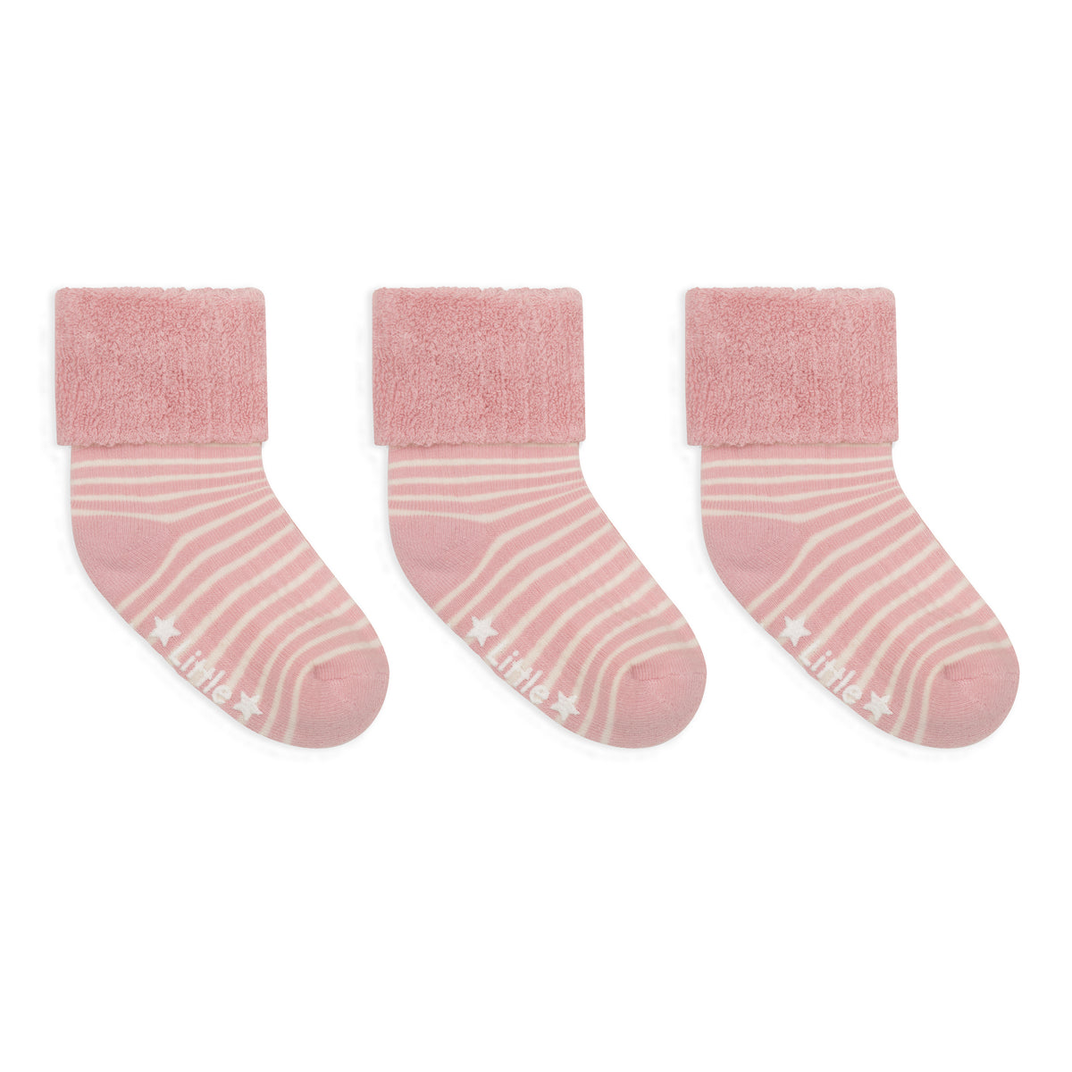 Cosy Stay-on Non-Slip Socks - Rose Stripe 3 Pack