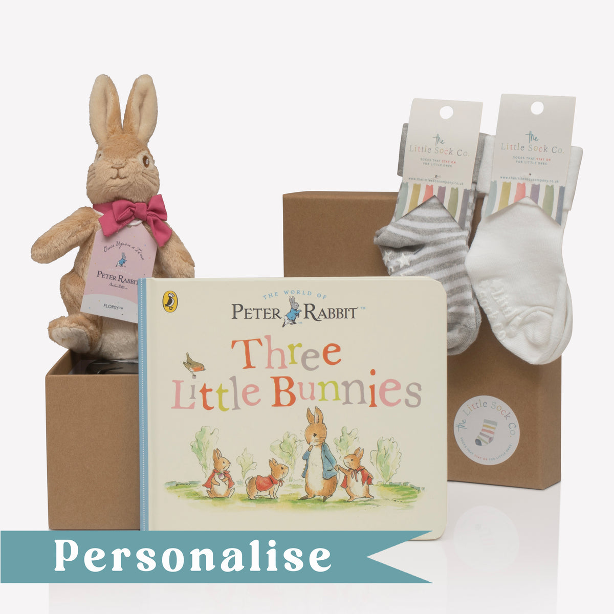 Personalised My First Flopsy Bunny Large Gift Set - Soft Cuddly Toy and Book for Baby and Toddler