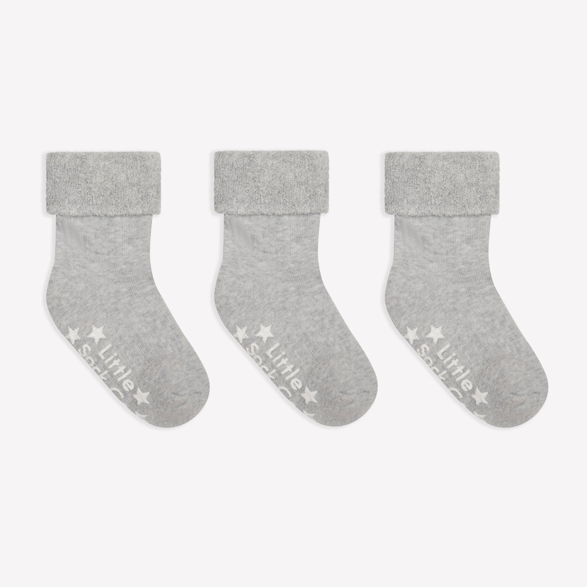 Cosy Stay on Winter Warm Non Slip Baby Socks - 3 Pack in Sky Grey - 0-3 years