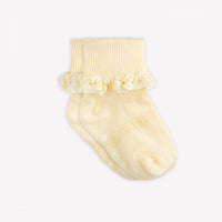 Frilly Non-Slip Stay-On Baby and Toddler Socks - Lemon Drop