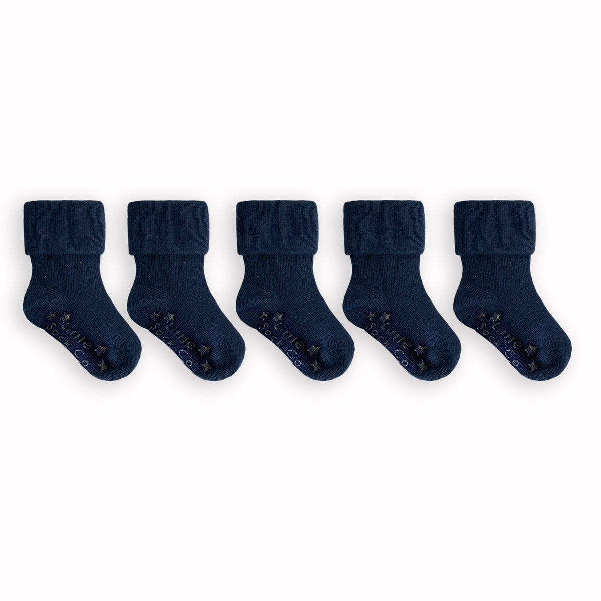 Non-Slip Stay on Baby, Toddler & Child Socks - 5 Pack in Navy 0-6 years - School Socks