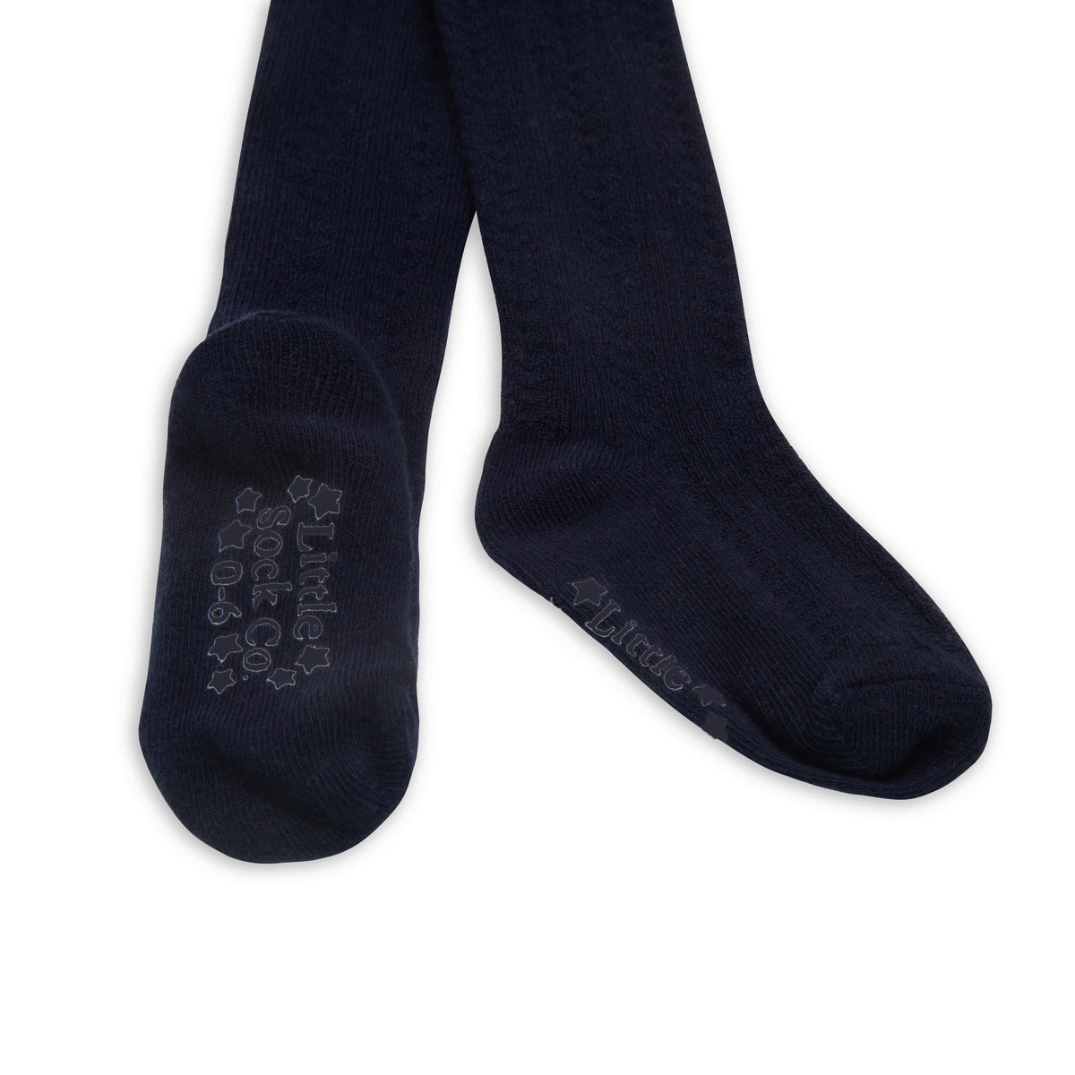 Non-Slip Super Soft Cable Knit Tights in Navy - age 1-6 years