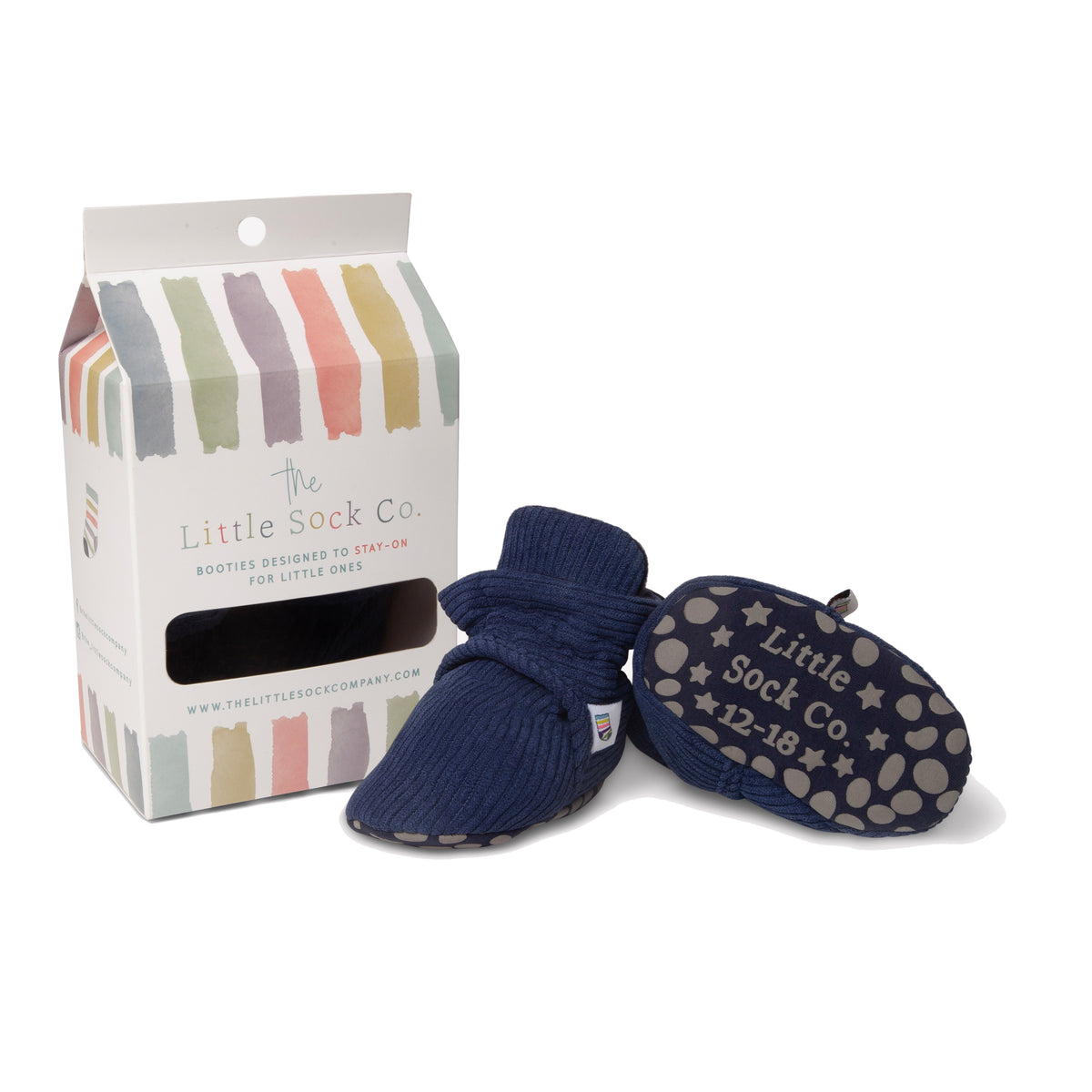 Corduroy Stay-On Non-Slip Baby Booties | Midnight Navy