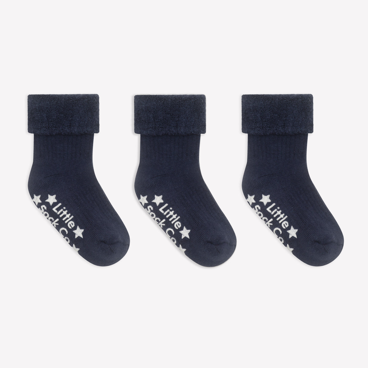 Cosy Stay-on Non-Slip Baby Socks - Navy 3 Pack