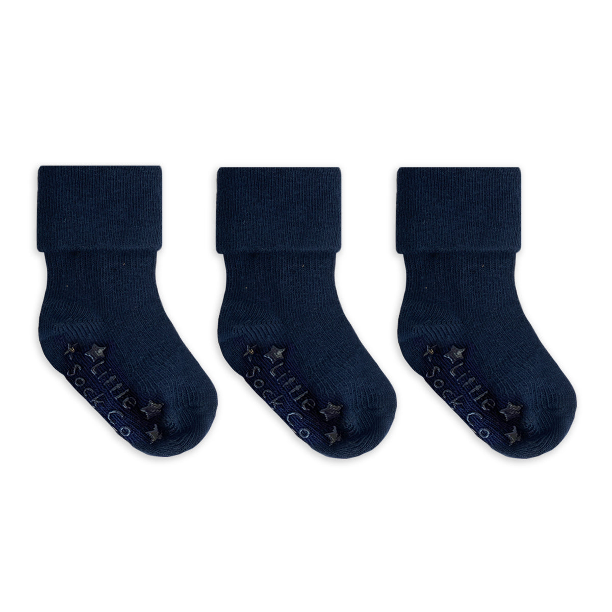 Talipes (clubfoot) Boots and Bar Socks - Non-Slip Stay on Baby and Toddler Socks - 3 Pack in Navy