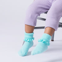 Stay-on, Non-Slip Booties + Frilly Sock Bundle - Rose Corduroy