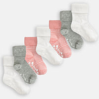 Non-Slip Stay On Baby and Toddler Socks - 7 Pack in Fairy Tale Pink, White and Grey