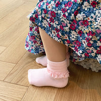 Frilly Non-Slip Stay-On Baby and Toddler Socks - 3 Pack in Paradiso, White and Pink Lemonade