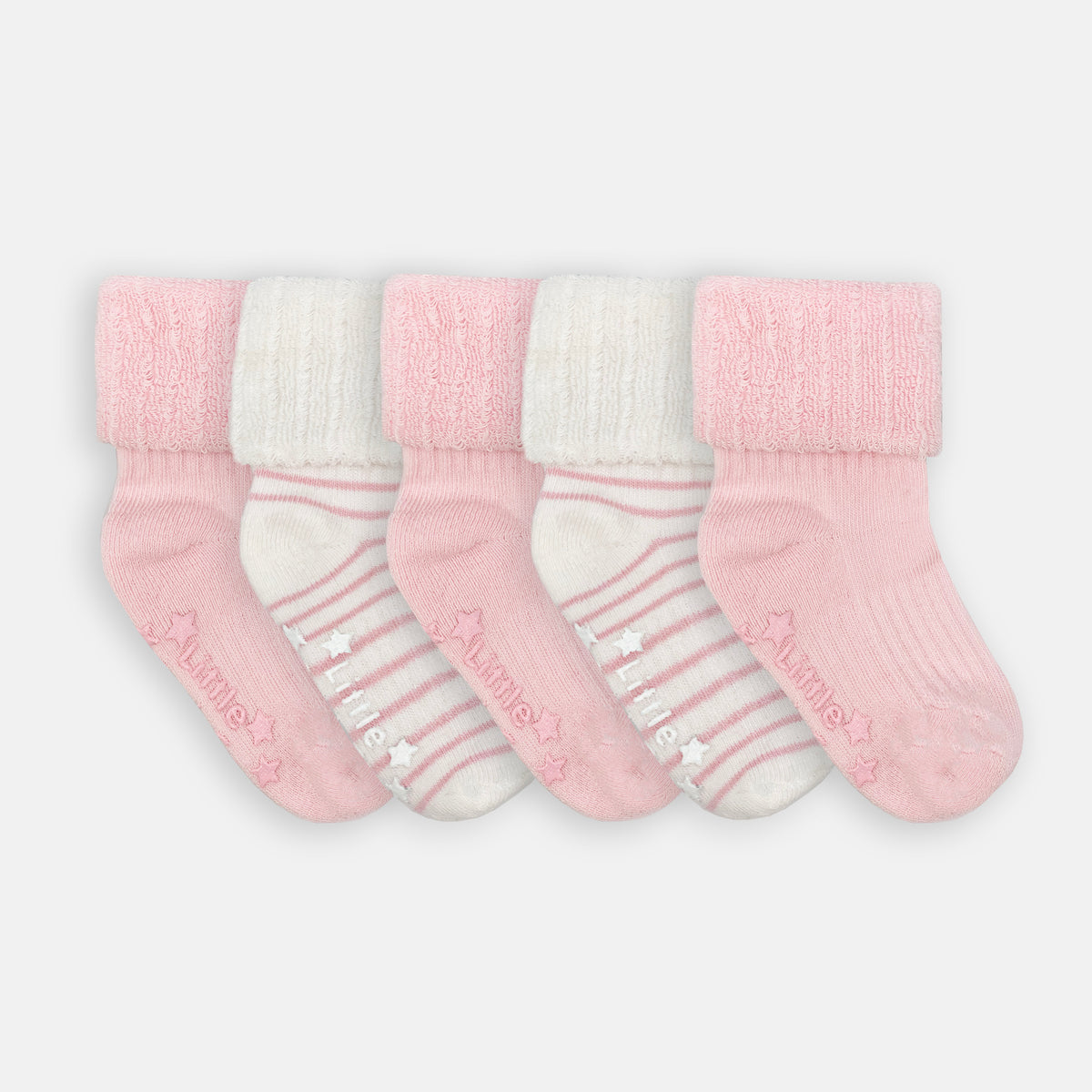 Cosy Stay-On Non-Slip Baby Socks - Pinks 5 Pack