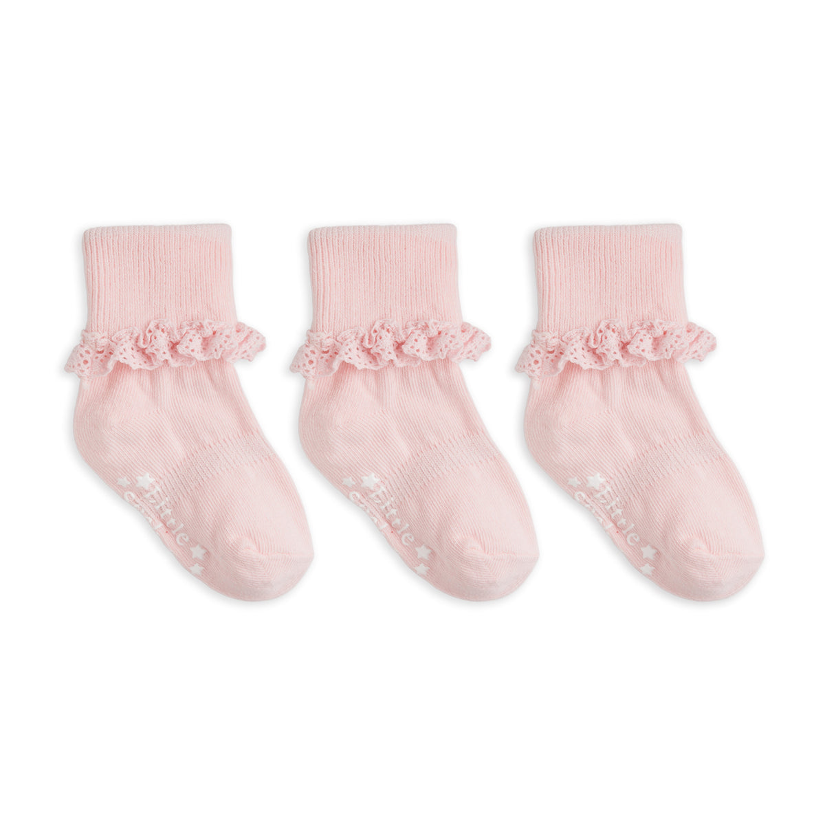 Frilly Non-Slip Stay-On Baby and Toddler Socks - 3 Pack in Pink Lemonade