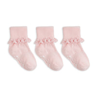 Frilly Non-Slip Stay-On Baby and Toddler Socks - 3 Pack in Pink Lemonade
