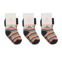 OUTLET - Non-Slip + Stay On Baby and Toddler Socks - 3 Pack in Smarty Stripe