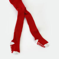 Non-Slip Super Soft Ribbed Baby and Toddler Tights in Red