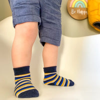 Non-Slip Stay on Baby and Toddler Socks - 7 Pack in Navy Mix