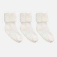 Cosy Stay on Winter Warm Non Slip Baby Socks - 3 Pack in Marshmallow - 0-2 years