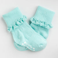 Frilly Non-Slip Stay-On Baby and Toddler Socks - 3 Pack in Pink Lemonade, Paradiso and Amethyst