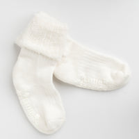 Cosy Stay On Winter Warm Baby Non Slip Socks - 3 Pack in Coral, Marshmallow and Cloud Grey - 0-2 years
