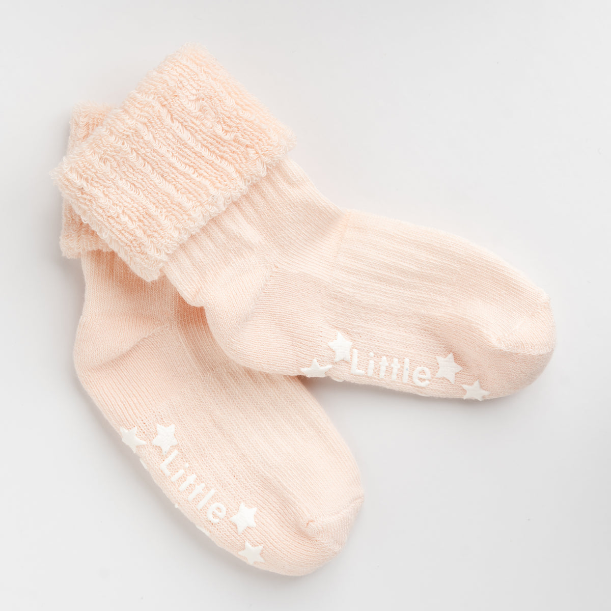 Cosy Stay On Winter Warm Non Slip Baby Socks - 3 Pack in Coral and Marshmallow - 0-2 years