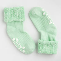 Cosy Stay On Winter Warm Non Slip Baby Socks - 5 Pack in Marshmallow, Cloud Grey and Apple - 0-2 years