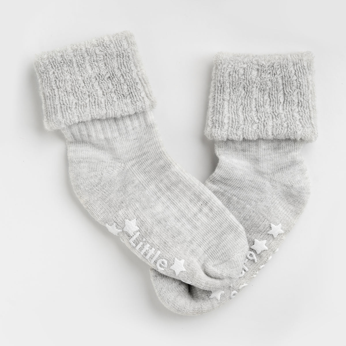 Cosy Stay on Winter Warm Non Slip Baby Socks - 3 Pack in Sky Grey - 0-3 years