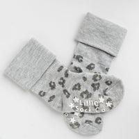 Non-Slip Stay On Socks in Grey Animal