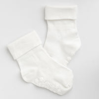 Organic Non-Slip Stay On Baby and Toddler Socks - 3 Pack in Sky Blue & Marshmallow
