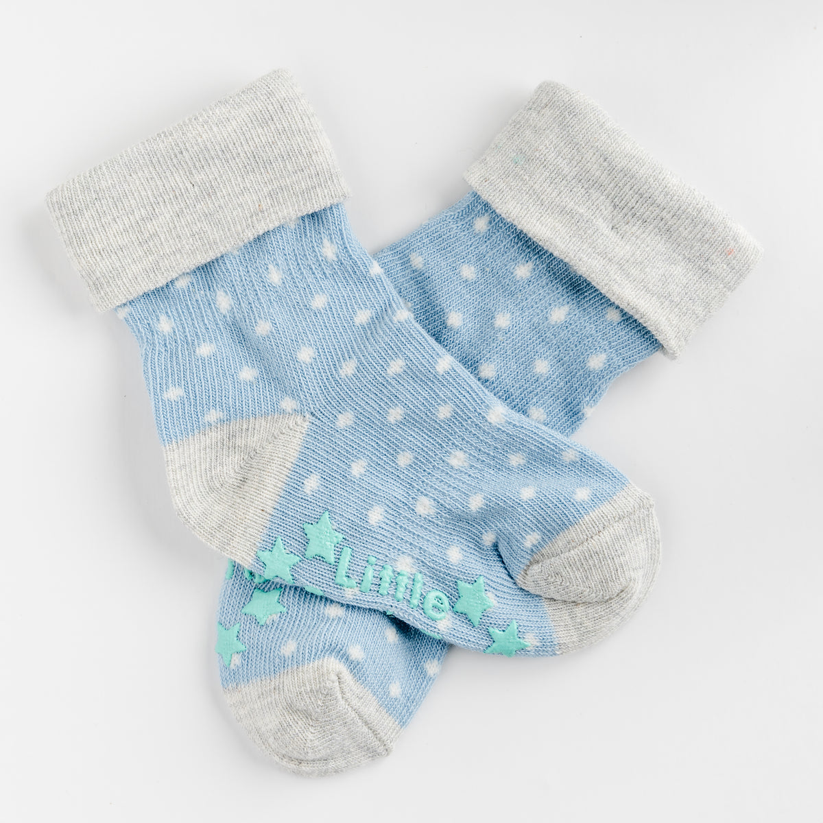 Non-Slip Stay On Baby and Toddler Socks - 3 Pack in Light Blues