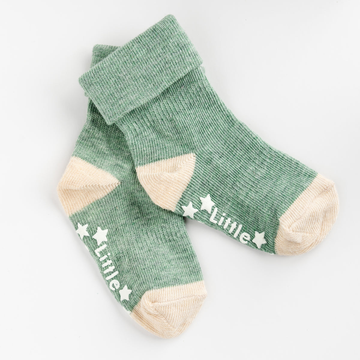 Non-Slip Stay On Socks in Forest Green with Oatmeal
