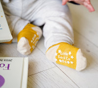 Talipes (clubfoot) Boots and Bar Socks - Non-Slip + Stay On Baby and Toddler Socks - 3 Pack in Navy, Mustard & Grey Marl