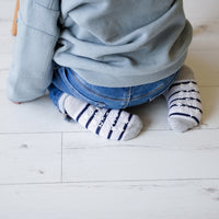 Personalised set of Multi-award winning Non-Slip Stay on Baby and Toddler Socks - Blue - 0-3 years