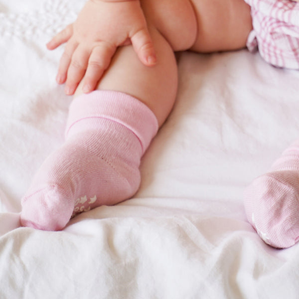 Non-Slip Stay On Baby and Toddler Socks - 7 Pack in Fairy Tale Pink, White and Grey