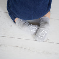 Non-Slip Stay on Baby and Toddler Socks - Unisex 5 Pack in Ocean Blue, Grey and Marshmallow White