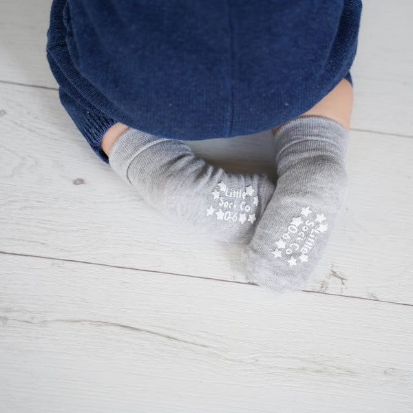 Non-Slip Stay On Baby and Toddler Socks - 3 Pack in White, Oat & Grey Marl