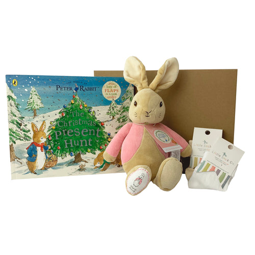 Flopsy Bunny Christmas Gift Set - Soft Cuddly Toy and Book for Baby and Toddler