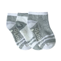 Non-Slip Stay-on Baby & Toddler Organic Trainer Socks 3 pack - Summer Socks - Grey/White
