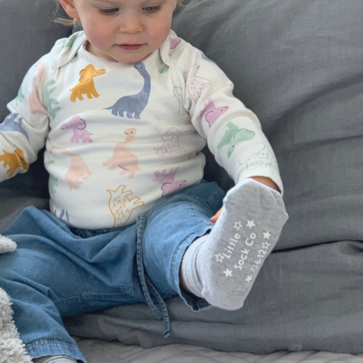 Non-Slip Stay on Baby and Toddler Socks - Grey Sky - 0-6 years