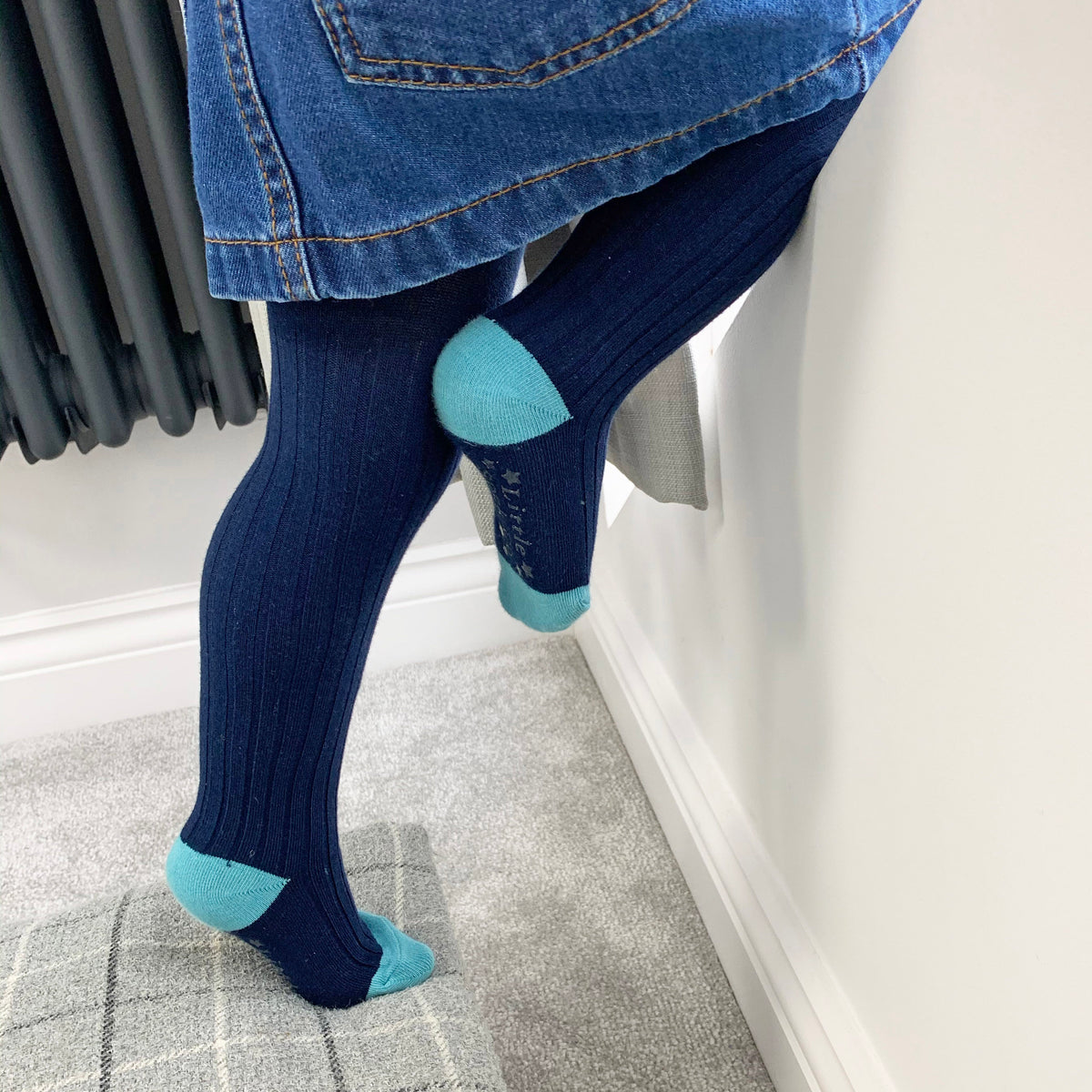 Non-Slip Super Soft Ribbed Baby and Toddler Tights in Navy