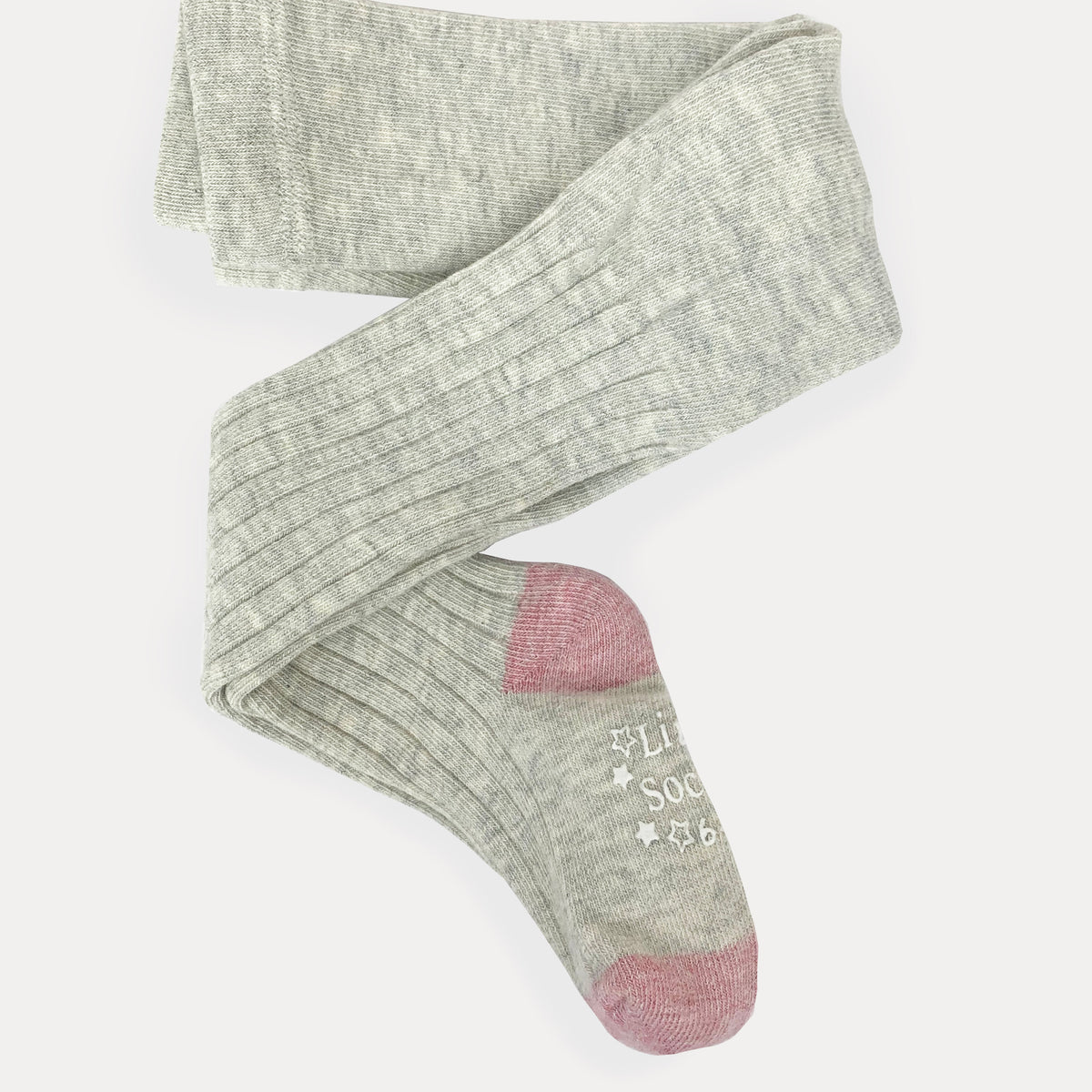 Non-Slip Super Soft Ribbed Baby and Toddler Tights - 2 Pack in Grey Marl & Dusty Pink